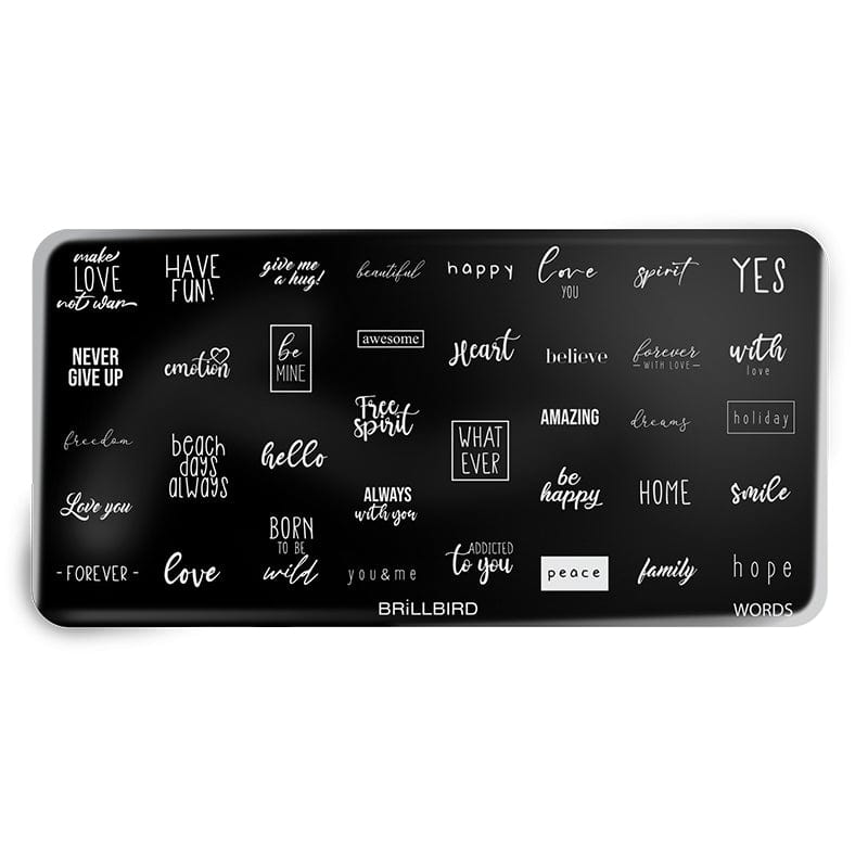 Brillbird Norge NAILART Stempel Plate - Words