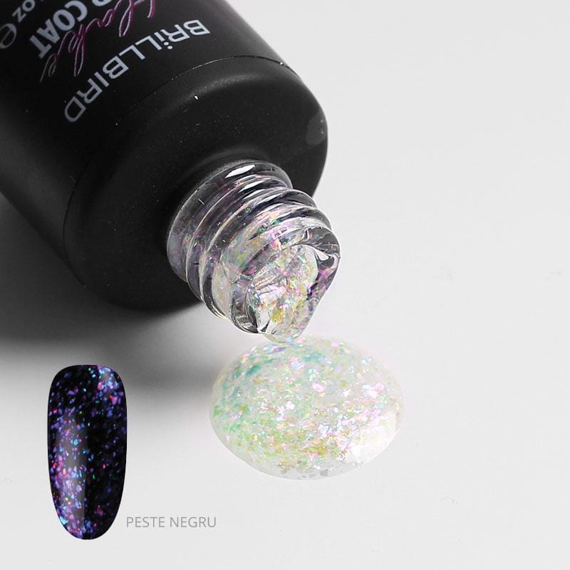 Brillbird Norge TOP GEL Flake Top Coat 4ml Lilla
