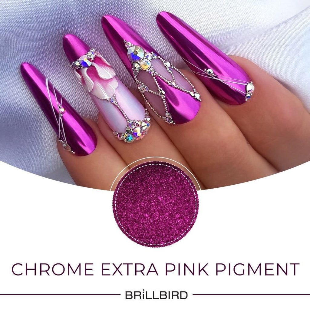 Brillbird Norge NAILART Chrome Pigment Pulver - Ekstra Rosa