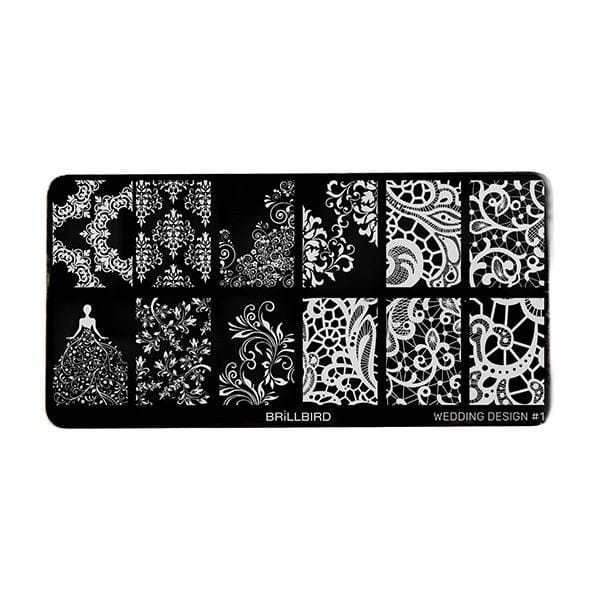 Brillbird Norge NAILART Stempel plate - Bryllups-design #1