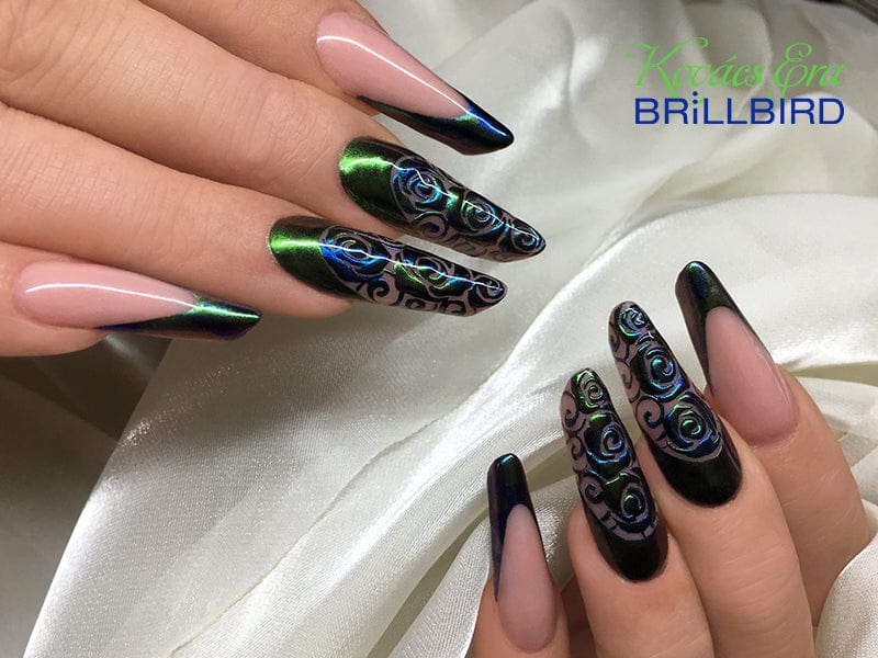 Brillbird Norge NAILART Chrome Pigment Pulver - Scarabeus (grønn Camelon effekt)