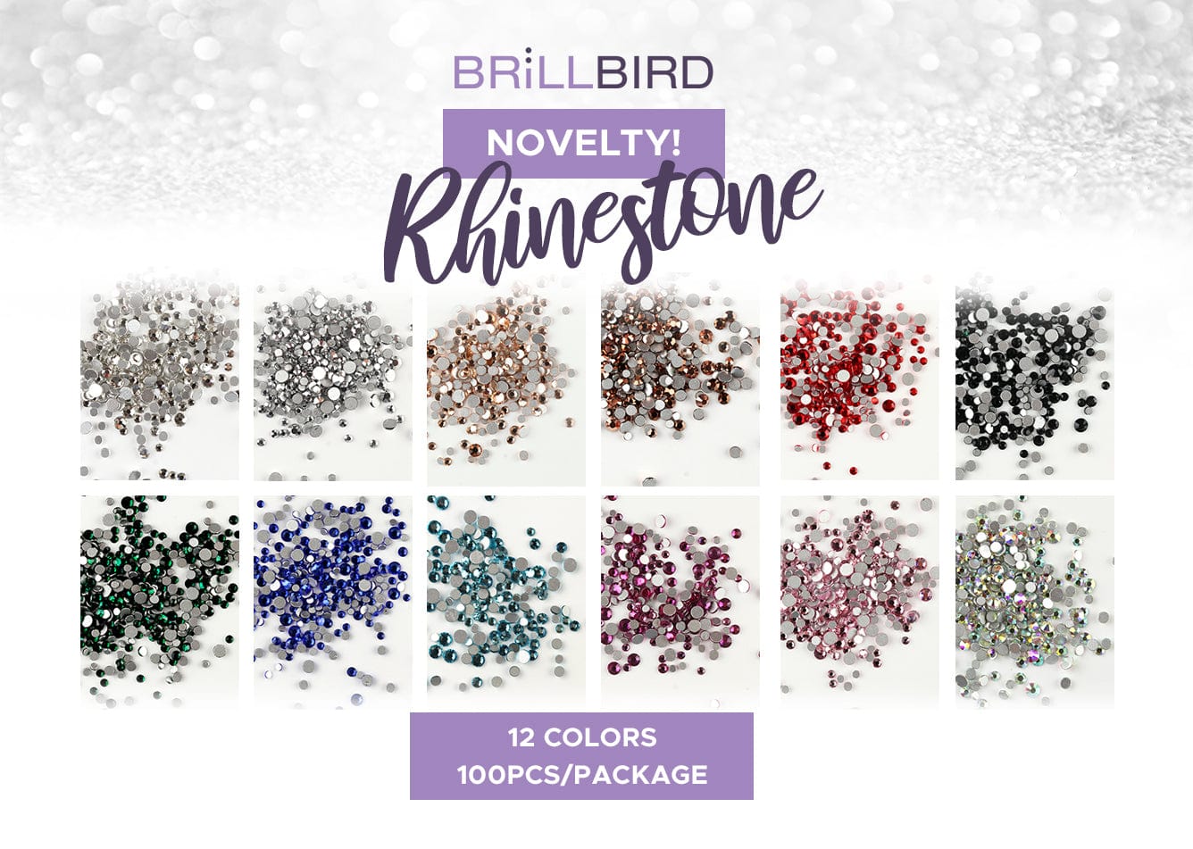 Brillbird Norge NAIL ART Rhinestone (100stk)Forskjellige farger